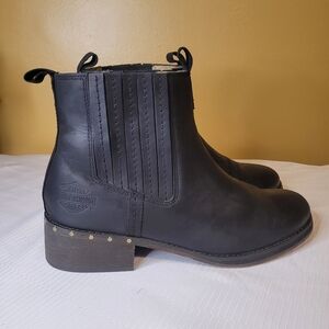 Harley Davidson Brittany Black Leather Chelsea Boots sz 10 D84666